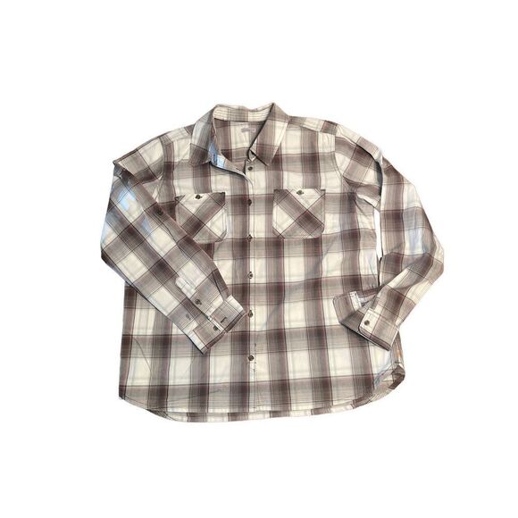 Carhartt Shirt Womens XXL (est) Tan Plaid Button Up Lightweight Pocket Long Slee - Picture 1 of 6